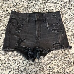 American Eagle Black High Rise Stretch Shorts 4